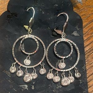 💎 Cubic Zirconia Silver Chandelier Earrings 💎